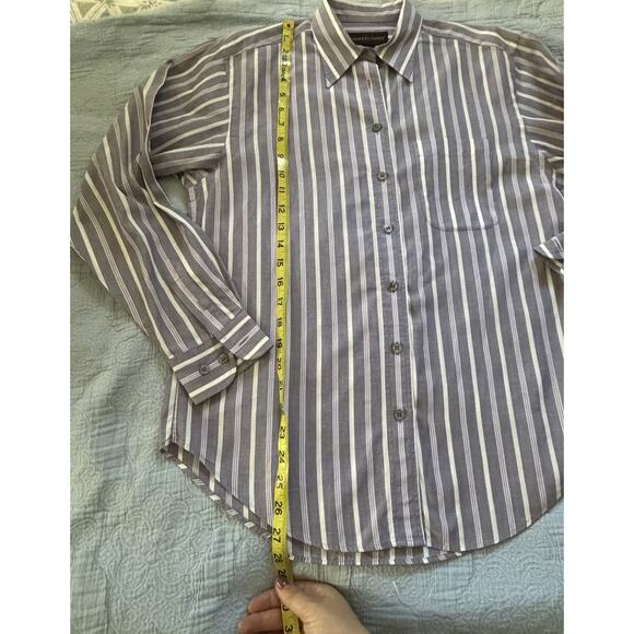 Classiques Entier Size S Button Up Work Wear Top Purple Striped Classic Cotton - Picture 6 of 7